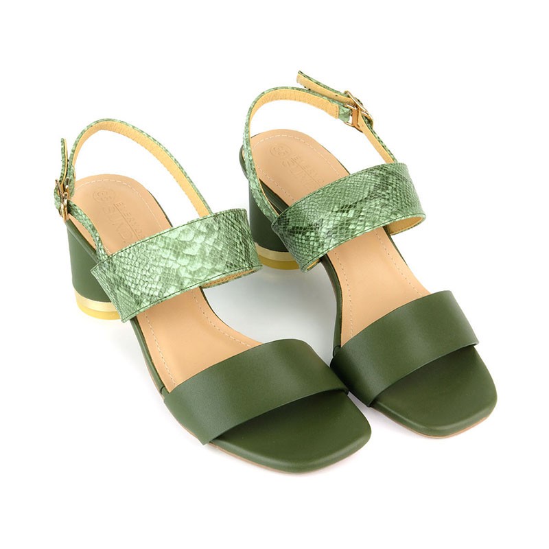 [Mã FASHIONMALLT4 giảm 15% đơn 150k] Giày Sandal Gót Trụ Họa Tiết Da Rắn Sunday Shoes DV59