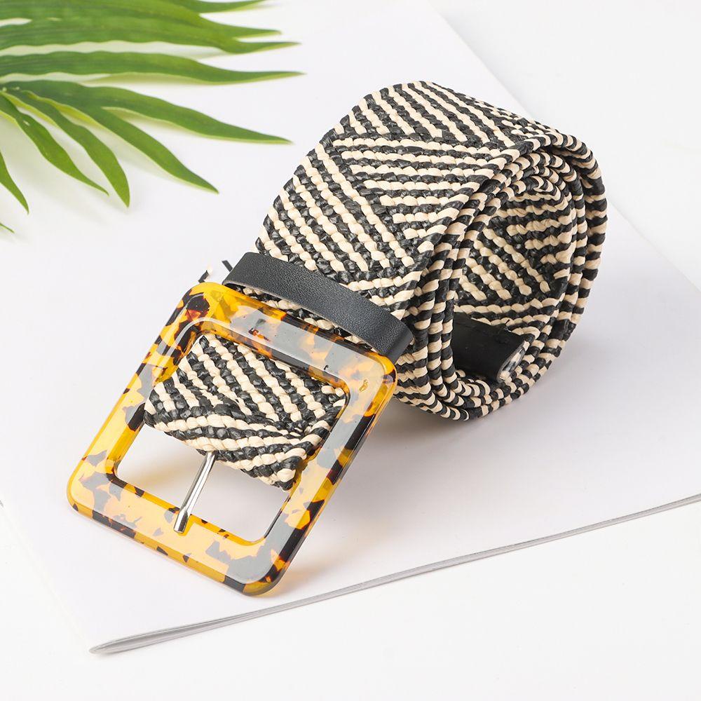 BSUNS Thắt Lưng Đan Cói Họa Tiết Da Báo Phong Cách Bohemian Cho Nữ