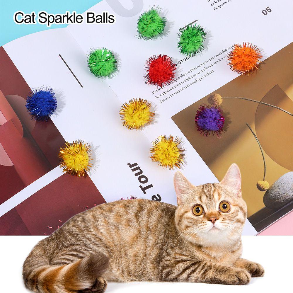 LAYOR1 Bộ 100 Quả Cầu Lông Xù Lấp Lánh Đồ Chơi Cho Mèo