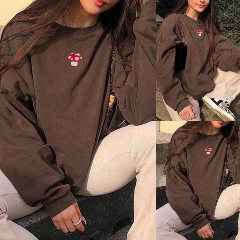 Áo Sweater Tay Dài Cổ Tròn In Họa Tiết Hoa Hướng Dương Phong Cách Harajuku Thời Trang Mùa Thu Cho Nữ