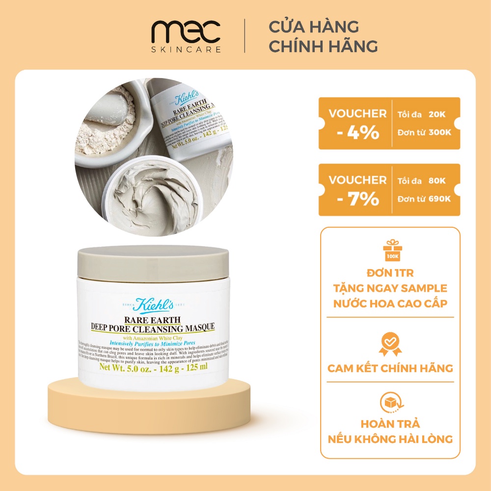 Mặt Nạ Đất Sét Kiềm Dầu Kiehl's Rare Earth Deep Pore Cleansing Masque, Mask đất sét Kiehl's - Meskincare