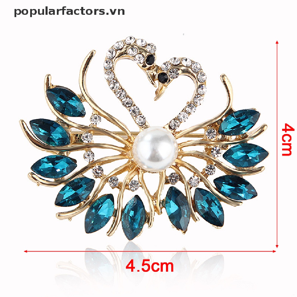 Ghim cài áo trang trí hình thiên nga đính ngọc trai sang trọng
