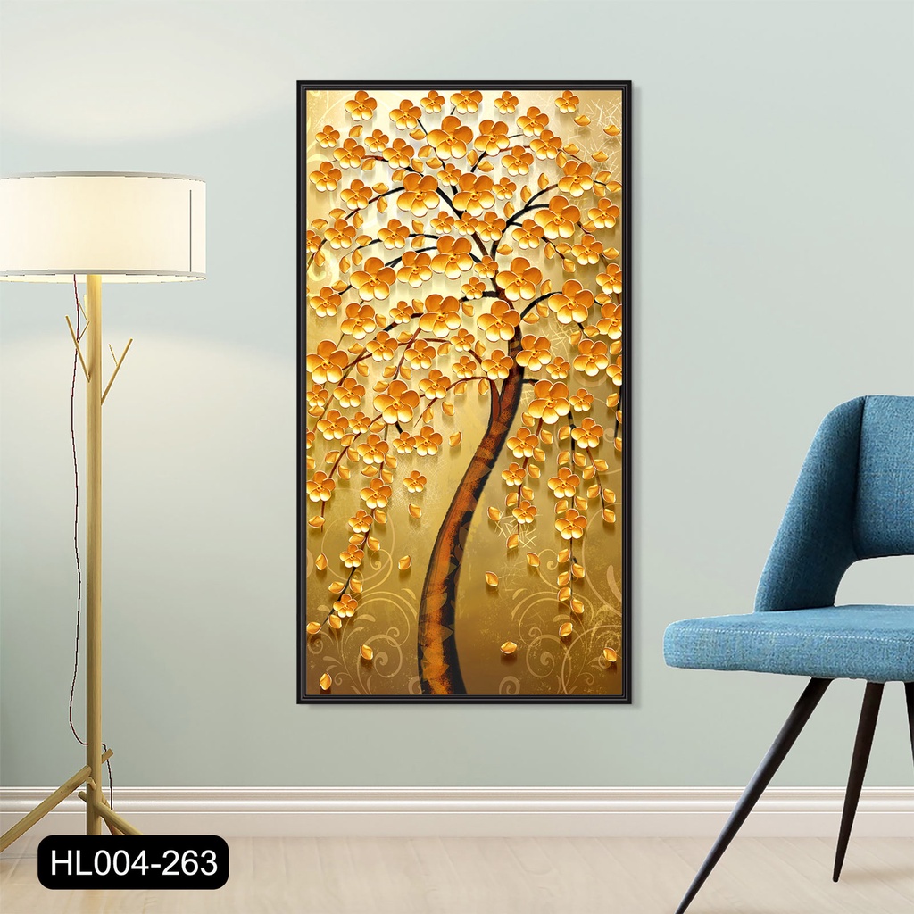 Tranh canvas treo tường hoa mai mắn khổ dọc - 50 x 100 cm