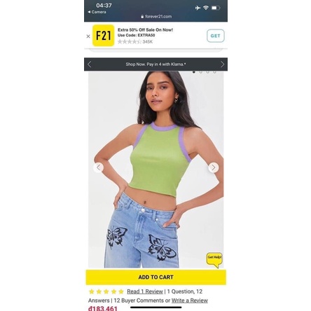 Áo croptop F21 sz S newtag hàng auth