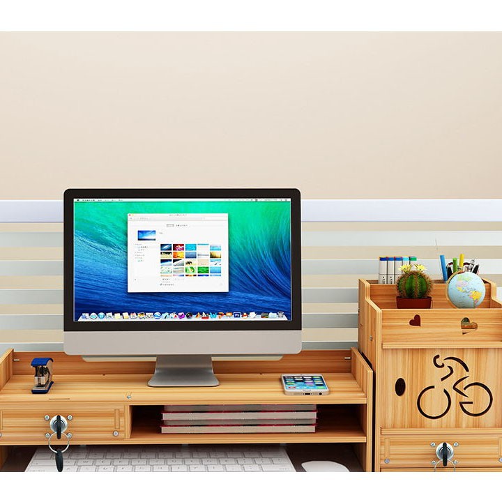 Giá kệ laptop máy tính và để tài liệu để bàn làm việc ngăn kéo có khóa chắc chắn kệ để tài liệu lắp ghép bằng gỗ | BigBuy360 - bigbuy360.vn