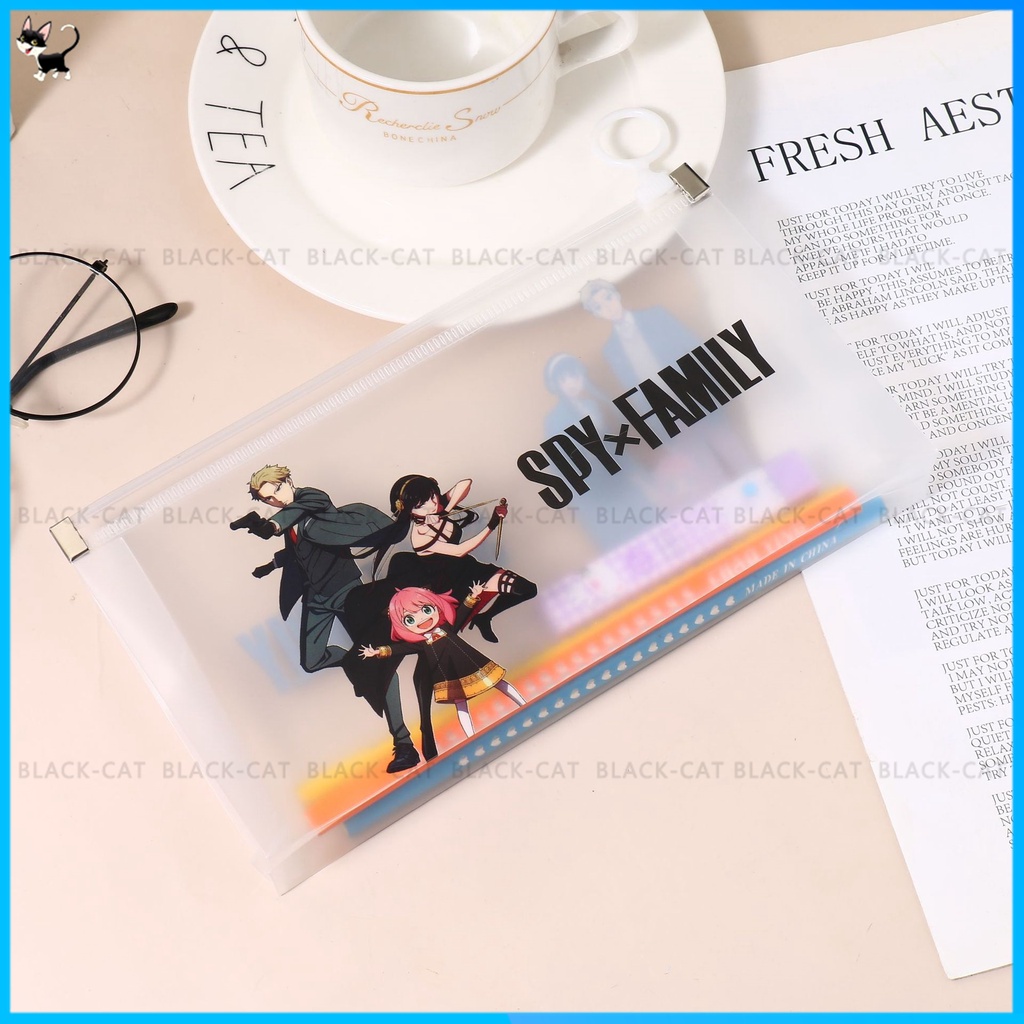 Túi Đựng Bút Bằng PVC Có Khóa Kéo In Hình Anime Dễ Thương