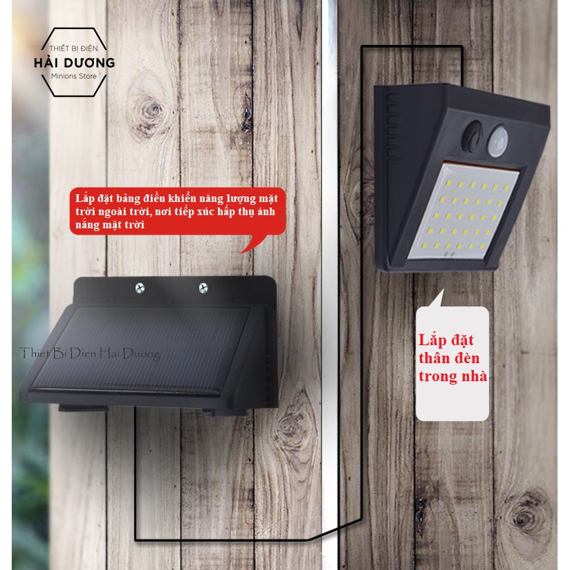 Combo 3-4 Đèn Pha Led Di Động Cảm Biến Năng Lượng Mặt Trời ( 30 mắt led ) Pin tách rời - cảm biến 3 chế độ