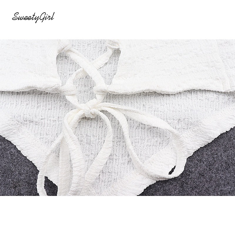 Set áo croptop hở lưng + chân váy ngắn lưng cao màu trơn phối dây rút phong cách gợi cảm cho nữ