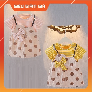 Váy yếm thắt nơ cho bé gái