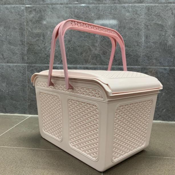Rổ đựng đồ đi đẻ, làn nắp 2604 nhựa Việt Nhật, rổ đựng đồ có quai đi đẻ, rỏ xách đựng đồ
