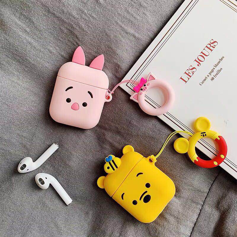 Vỏ bảo vệ hộp sạc tai nghe Airpods 1/2 hình gấu Pooh xinh xắn