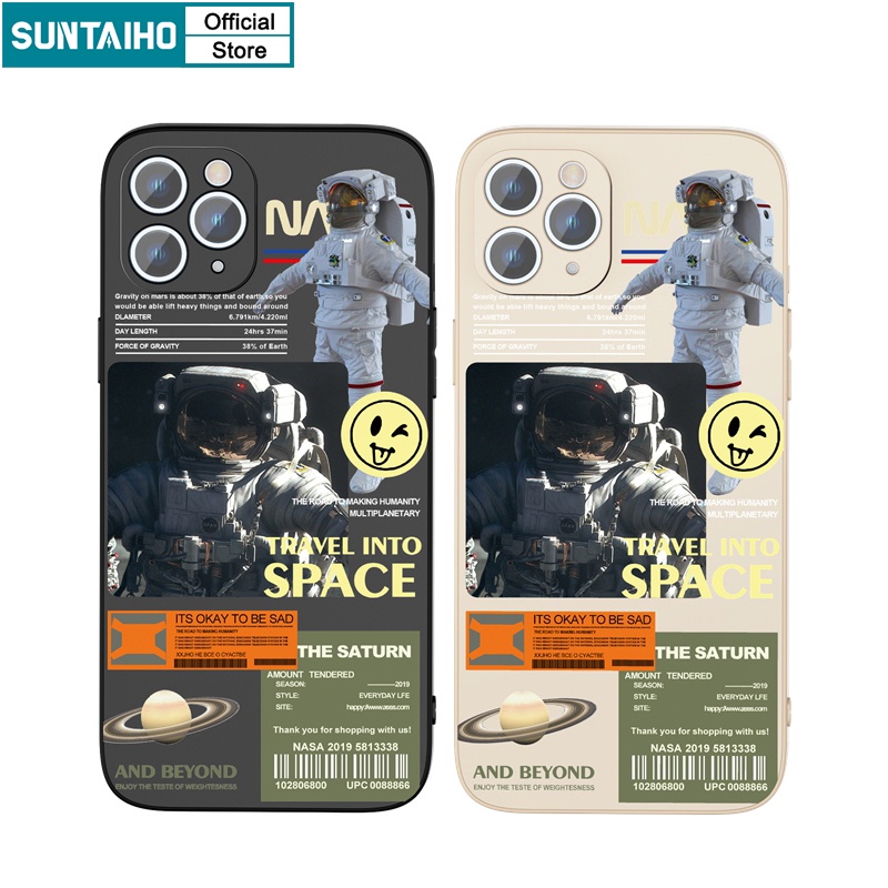 Suntaiho Ốp lưng iphone Ốp điện thoại silicon dẻo họa tiết du hành vũ trụ cho iPhone 13 12 11 Pro Max X XR Xs Max 7 8 Plus