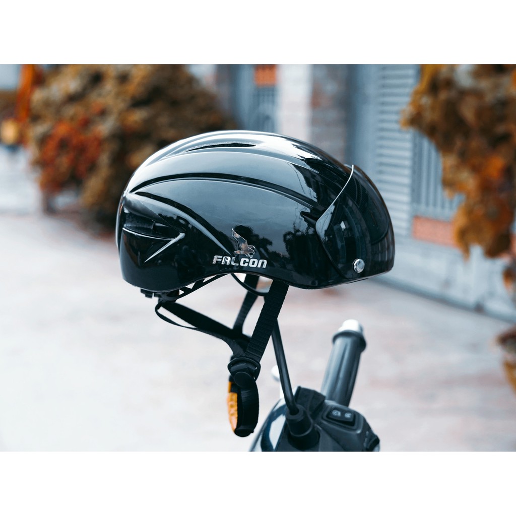 Mũ bảo hiểm thể thao Falcon CITY- Mũ bảo hiểm xe đạp có kính mẫu mới nhất 2021