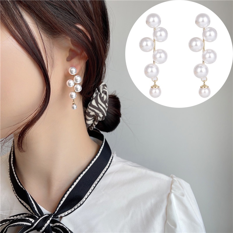 Khuyên Tai Màu Vàng Đính Ngọc Trai Nhân Tạo Thời Trang