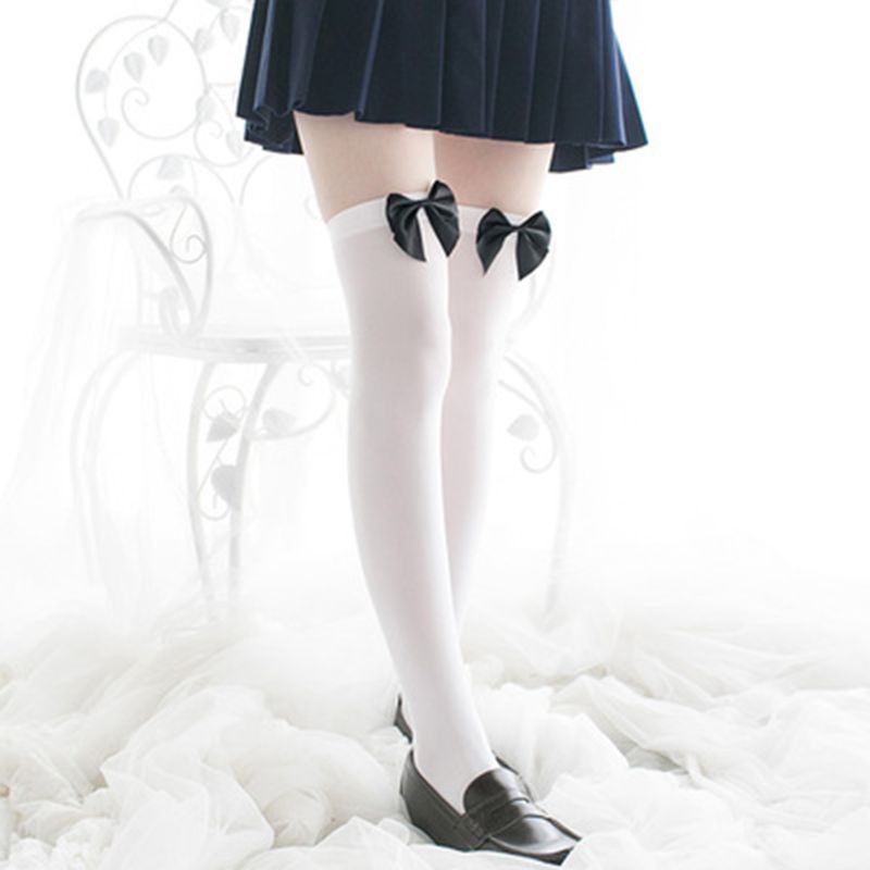 Quần Tất Dài Qua Gối Vải nylon Co Giãn Đính Nơ Gợi Cảm Thời Trang