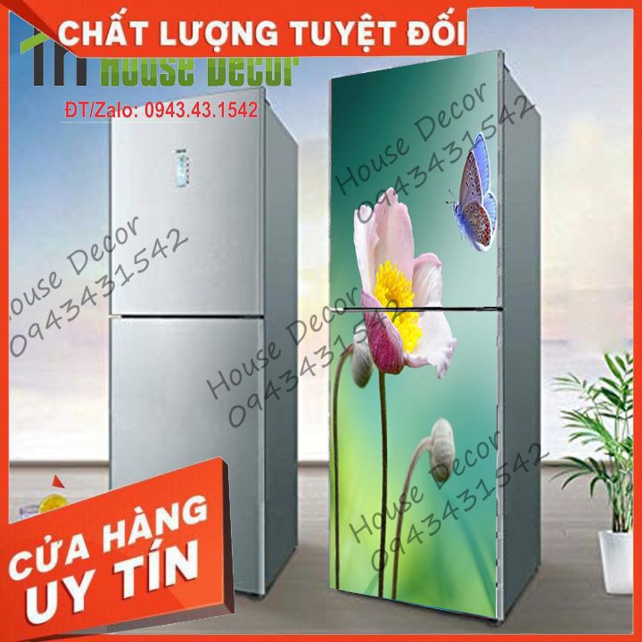 Miếng Dán Tủ Lạnh Chống Thấm Nước - Phù Hợp Mọi Loại Tủ - Hoa Bướm