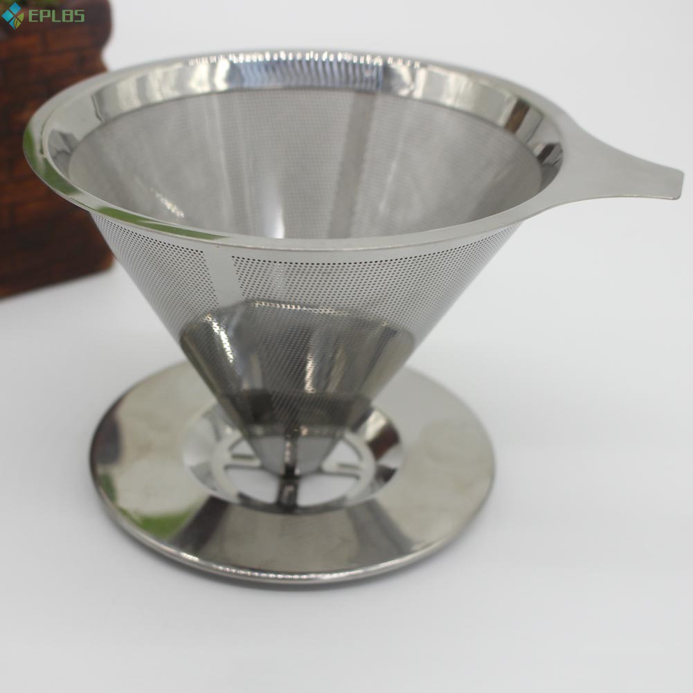 EPLBS New Stainless Steel Pour Over Cone Coffee Dripper Mesh Filter Paperless Home Kitchen Coffee Shop Brewing Tool