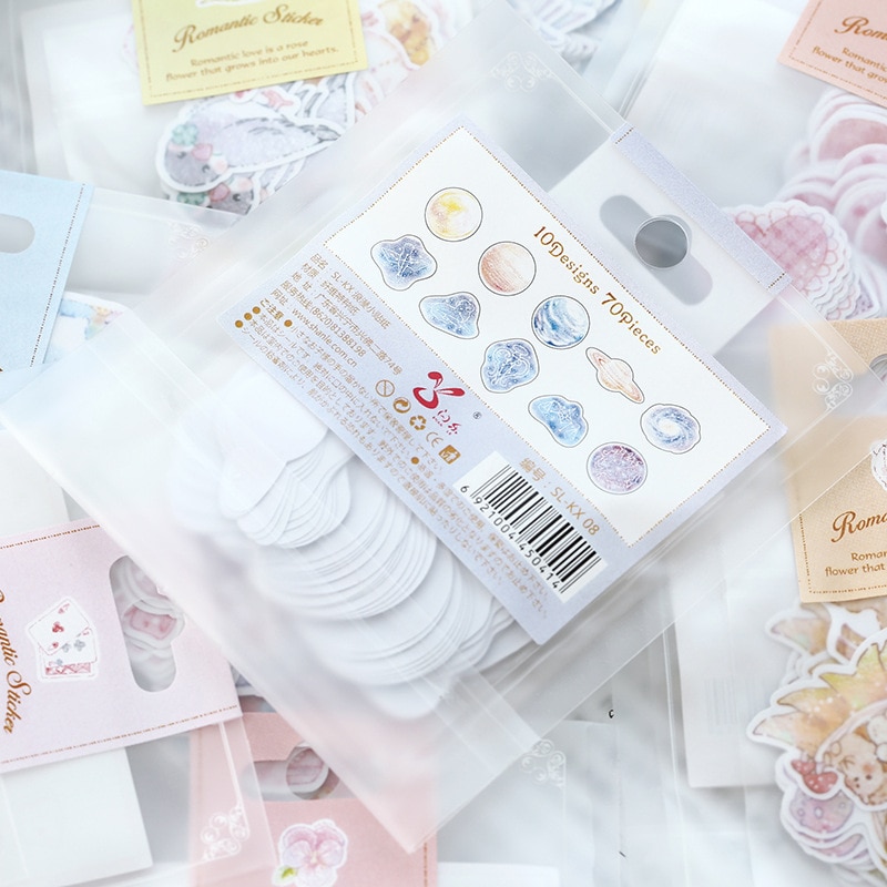 Túi 70 miếng dán trang trí họa tiết đáng yêu lãng mạn