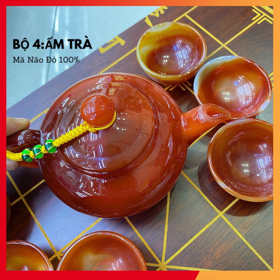 Mẫu hottrend Bộ ấm chén trà đá mã nảo , sản phẩm chạm điêu khắc rất đẹp, quà tặng dịp lễ, tết may mắn khách hàng ưa chuộ