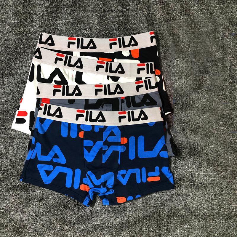 Quần lót Boxer vải cotton thoáng khí in họa tiết FILA thời trang cho nam