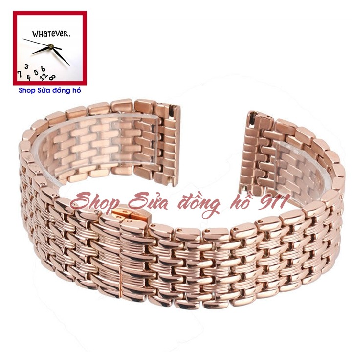 Dây đồng hồ kim loại cao cấp mắt đúc, khóa bướm. Màu Vàng hồng - Rose Gold