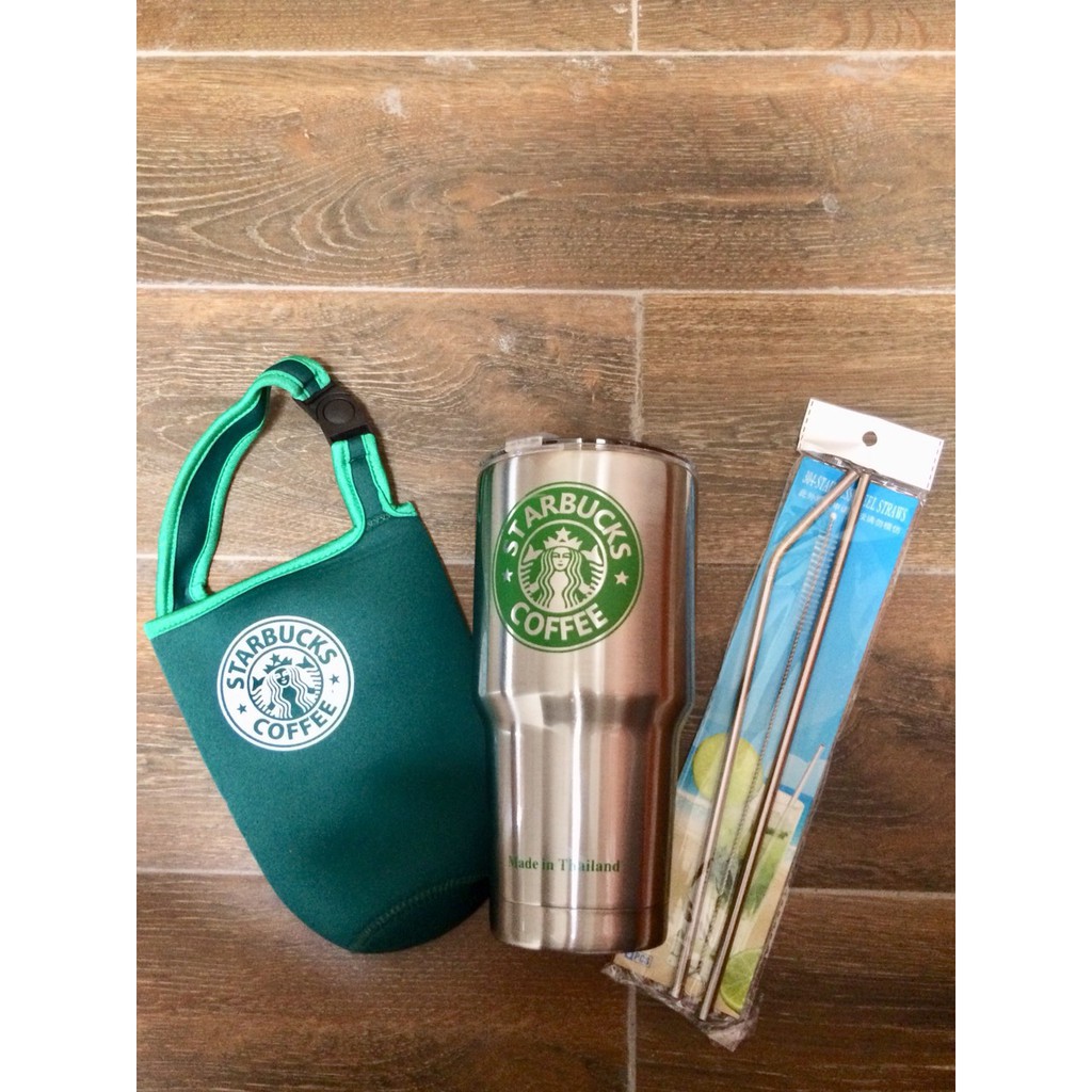 Cốc Giữ Nhiệt STARBUCKS Thái Lan 900ml Chống Trào Tiện Lợi + Tặng Kèm Full Bộ Phụ Kiện Ống Hút Tái Sử Dụng Và Túi Đựng