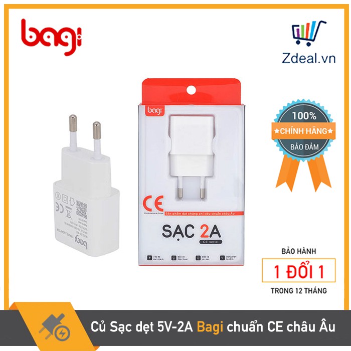 Củ Sạc 5V-2A Bagi, Tiêu Chuẩn CE Châu ÂU.