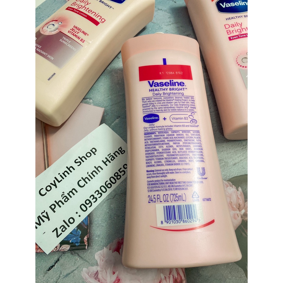 sữa dưỡng thể Body Vaseline Healthy Bright trắng da 725ml - Chính Hãng