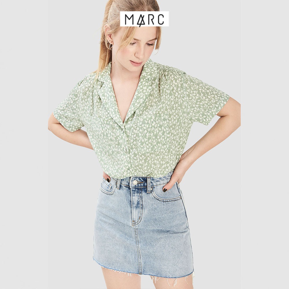 Áo kiểu nữ MARC FASHION cổ danton 2 túi họa tiết