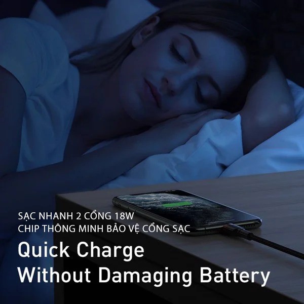 [BH 6 THÁNG] DÂY SẠC 3 ĐẦU BASEUS CAFULE 2 CỔNG SẠC NHANH TYPE C VÀ LIGHTNING PD 18W CHO IPHONE SAMSUNG XIOAMI OPPO