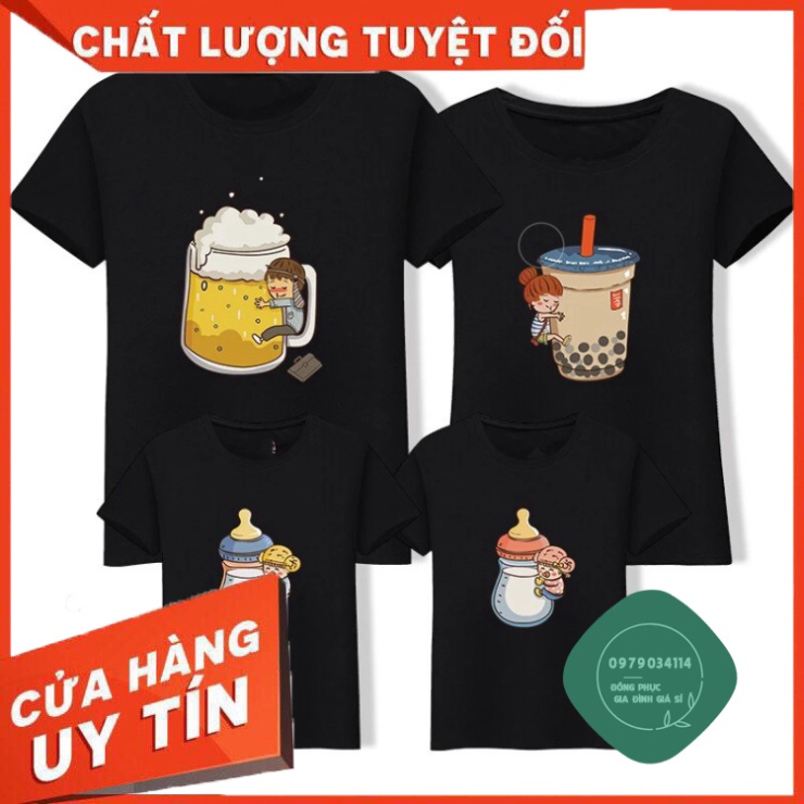 Áo thun giá sỉ Áo Thun Gia Đình Bia , TRà Sữa , Bình Sữa
