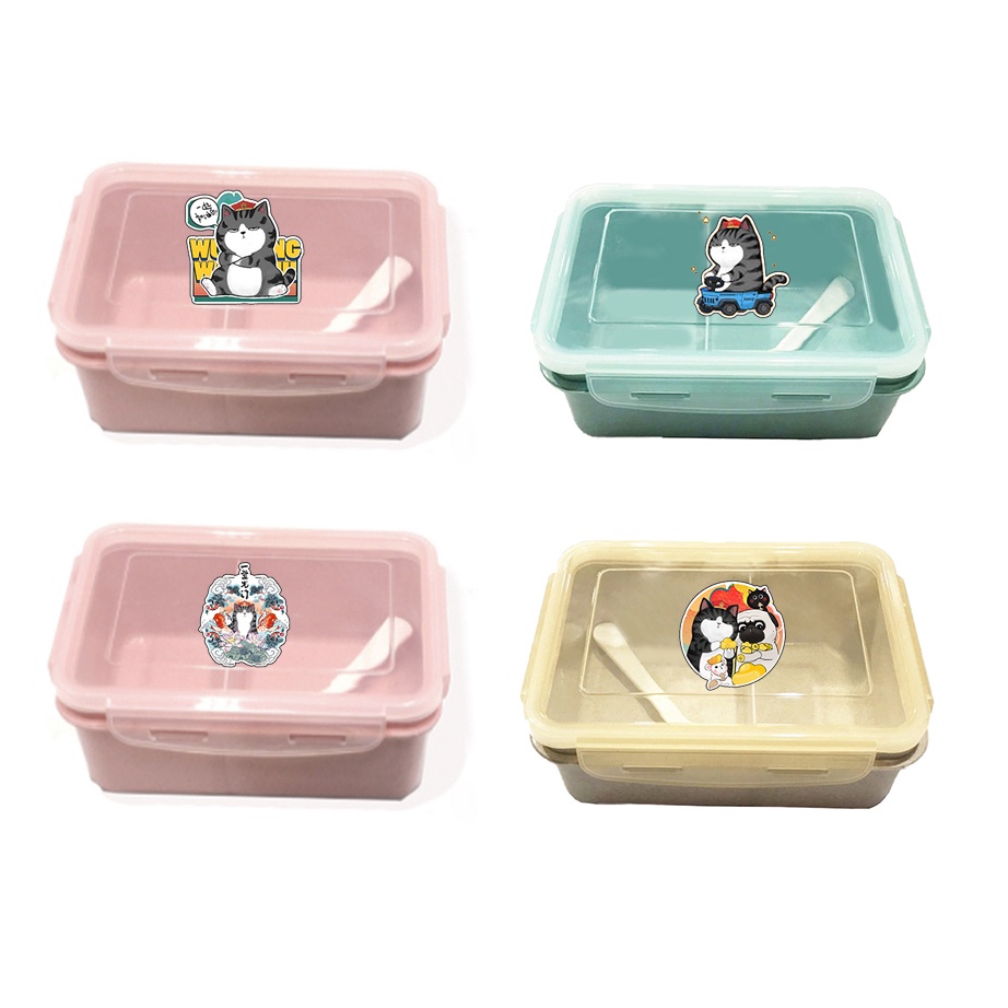 hộp cơm vuông bare bear HCV4 molang gấu brown tonton capoo khủng long hoàng đế mèo bé đào pusheen hộp đựng thực phầm PP
