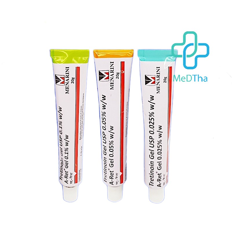 Tretinoin Aret Usp 20g 0,025% 0,05% 0,1% A-Ret - Gel hỗ trợ giảm mụn, chống lão hoá (Tuýp 20g) [Chính hãng]