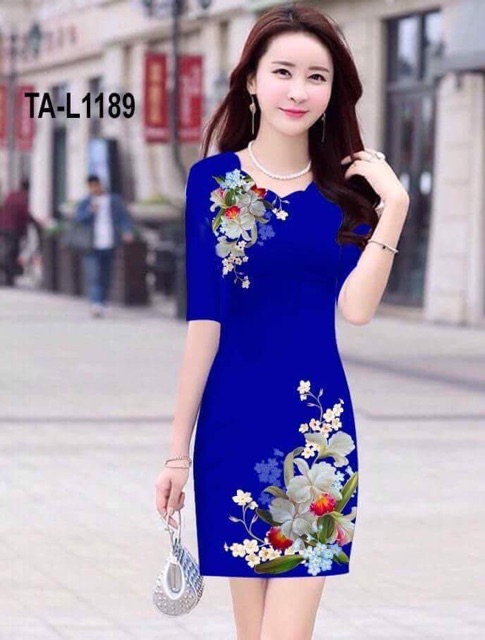 Đầm in hoa 3D cao cấp