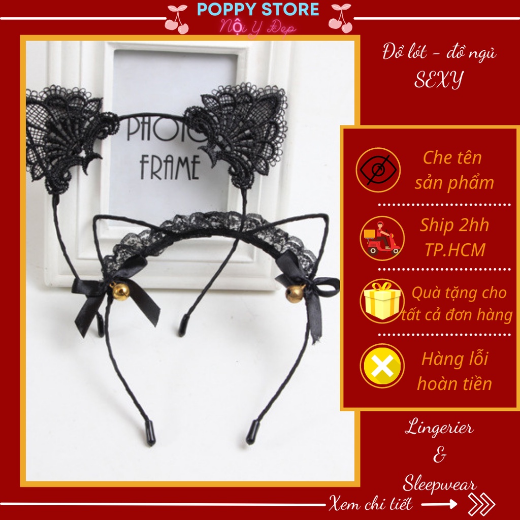 CÀI TAI MÈO HOẠ TIẾT REN, MÀU ĐEN - MÀU TRẮNG, PHỐI VỚI ĐỒ NGỦ, ĐỒ COSPLAY - SEXY / BĂNG ĐÔ RỬA MẶT. PHỤ KIỆN THỜI TRANG