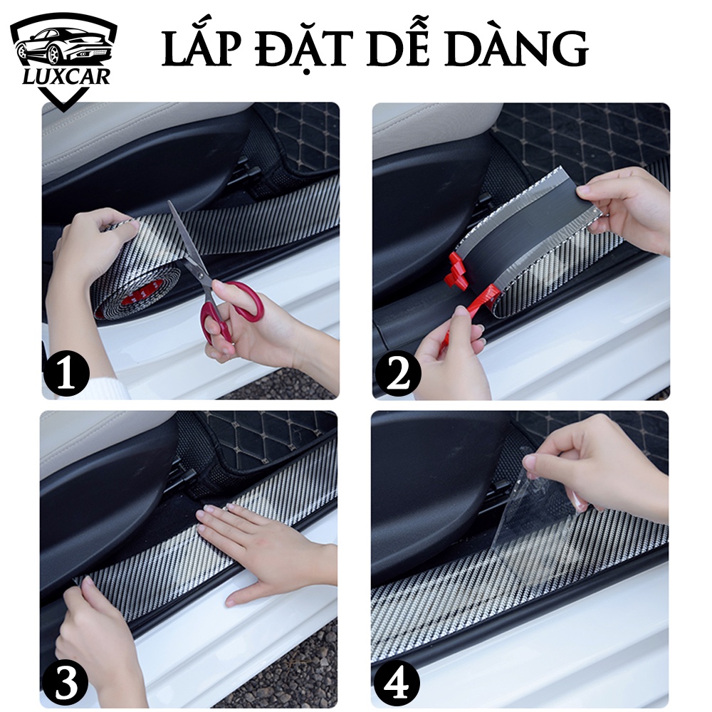 Nẹp dán cao su da vân carbon cao cấp LUXCAR chống trầy xước,làm đẹp xe ô tô | BigBuy360 - bigbuy360.vn