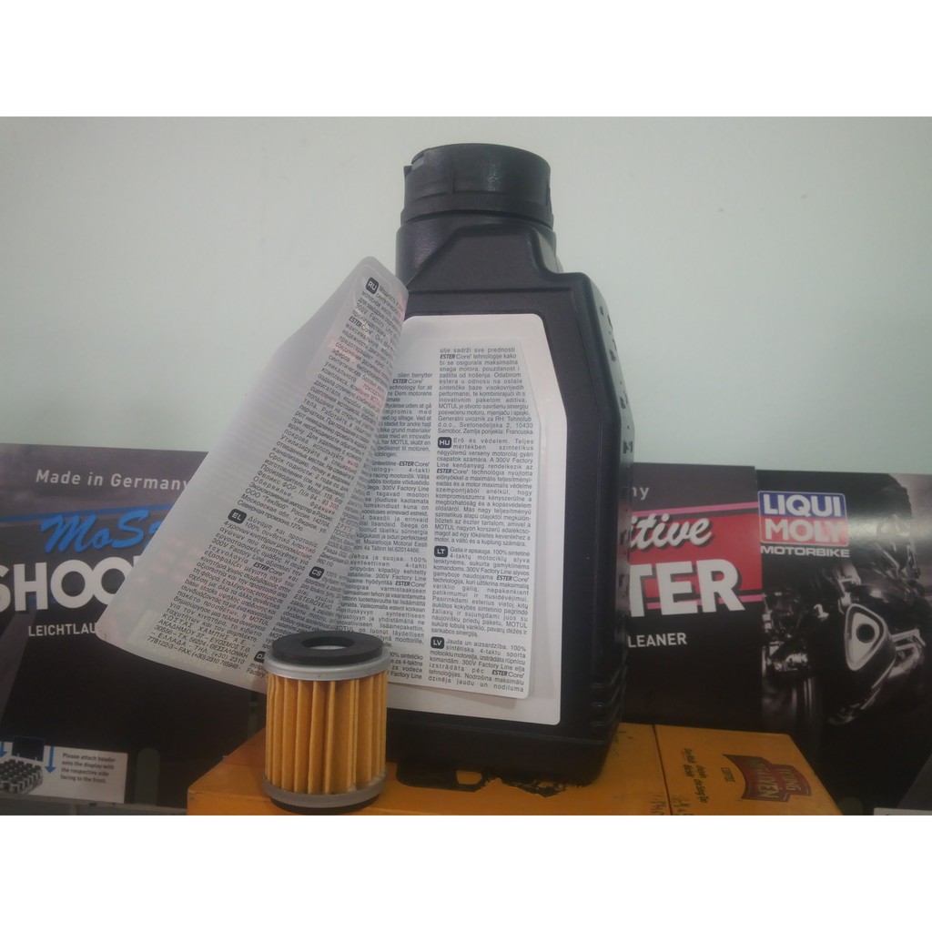 Nhớt Motul Pháp tem 3 lớp và lọc nhớt Yamaha Exiter, Sirius Fi, Jupiter Fi