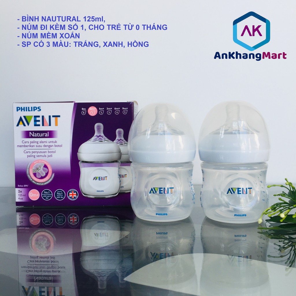 Bình sữa Philips Avent Natural 125ml (Cho bé từ 0+ tháng, Núm số 01)