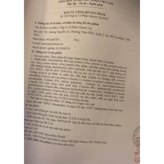 Tăng Cân Túi 1Kg Supper Mass Gainer Chính Hãng BBT