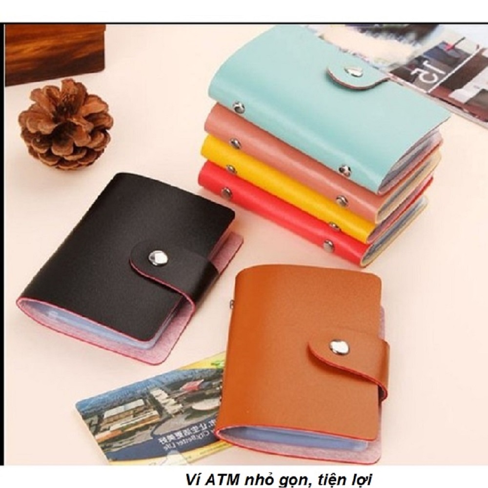 Ví đựng thẻ ATM, thẻ căn cước, card visit nhiều ngăn đa năng tiện dụng Store4girls, ví da 24 ngăn đựng atm