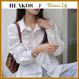 Áo Sơ Mi Tay Dài Dáng Rộng Thời Trang Cho Nữ HEAKOS