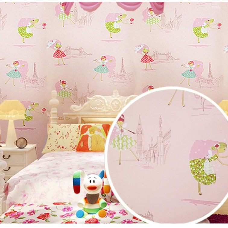 Cuộn 10m giấy dán tường cô gái bale khổ rộng 45cm