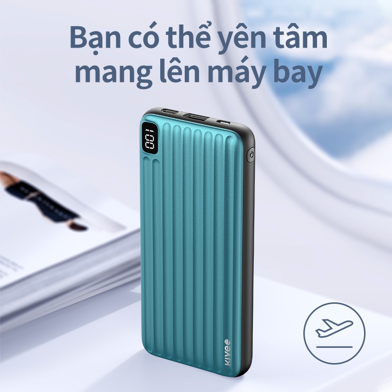 Pin sạc dự phòng KV 10000mAh2.1a đầu ra với cáp sạc micro / typec / chiếu sáng có thể sạc ba thiết bị cùng một lúc