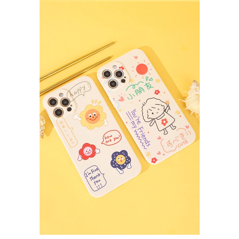 Ốp lưng iphone cạnh vuông ốp iphone hoa mặt trời của bé siêu dễ thương iphone 11promax/7plus/8/x/xsmax/12promax e83