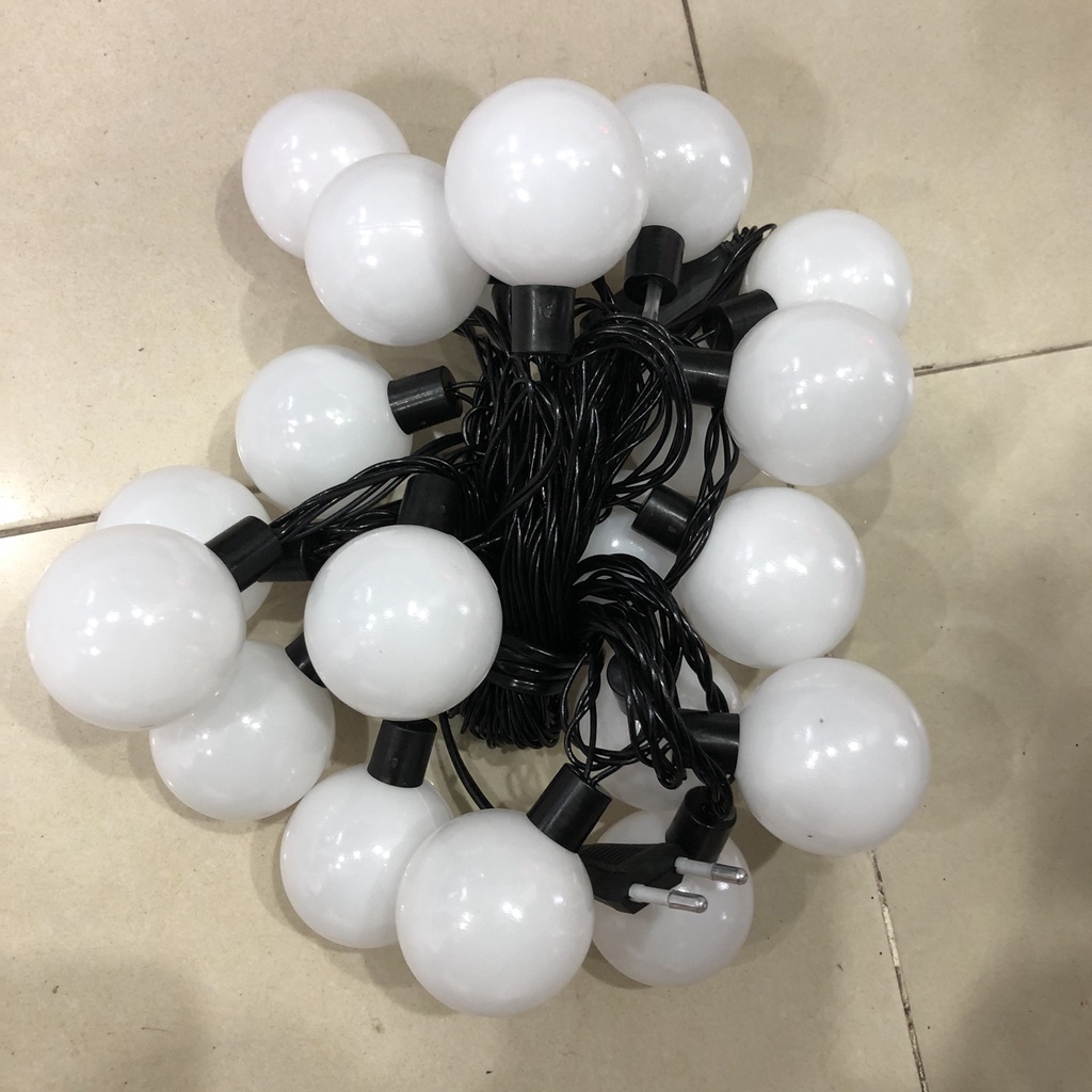 Bộ đèn 20 bóng tròn to đường kính 4,5cm ánh sáng vàng dài 10m trang trí cây thông Giáng sinh Noel , trang trí Tết