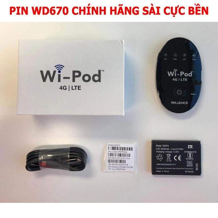 Pin Zin Chính Hãng Thay Thế Cho Cục phát wifi 4G ZTE WD670 wipod pin gắn trong thay thế tiện dụng