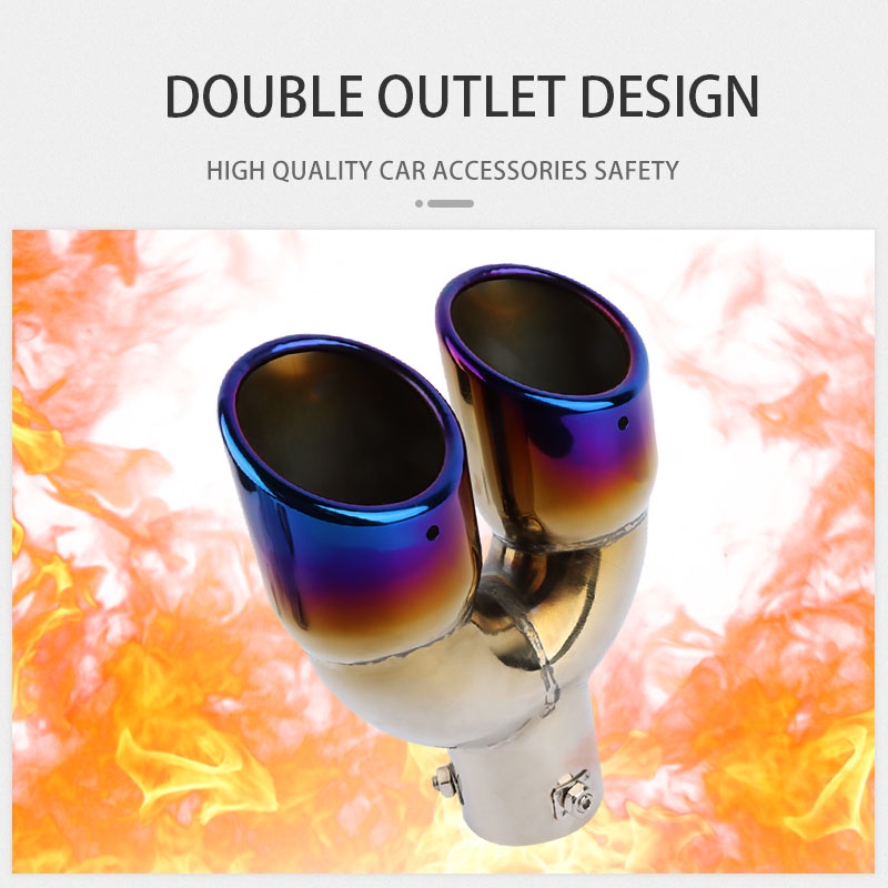 Ống xả xe hơi Bằng Titan kép Ống Pô Giảm Thanh Hai Đầu Bằng Thép Không Gỉ Mạ Chrome Thông Dụng Đầu hút khí thải trên ô tô Bộ giảm thanh Ống xả kép Tự động cắt đuôi họng Bộ giảm thanh Ống xả sửa đổi Ống xả phụ kiện ô tô phụ kiện ngoại thất