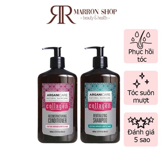 [Hàng Pháp] Bộ dầu gôi xả phục hồi tóc hư tổn Arganicare Collagen 400ml
