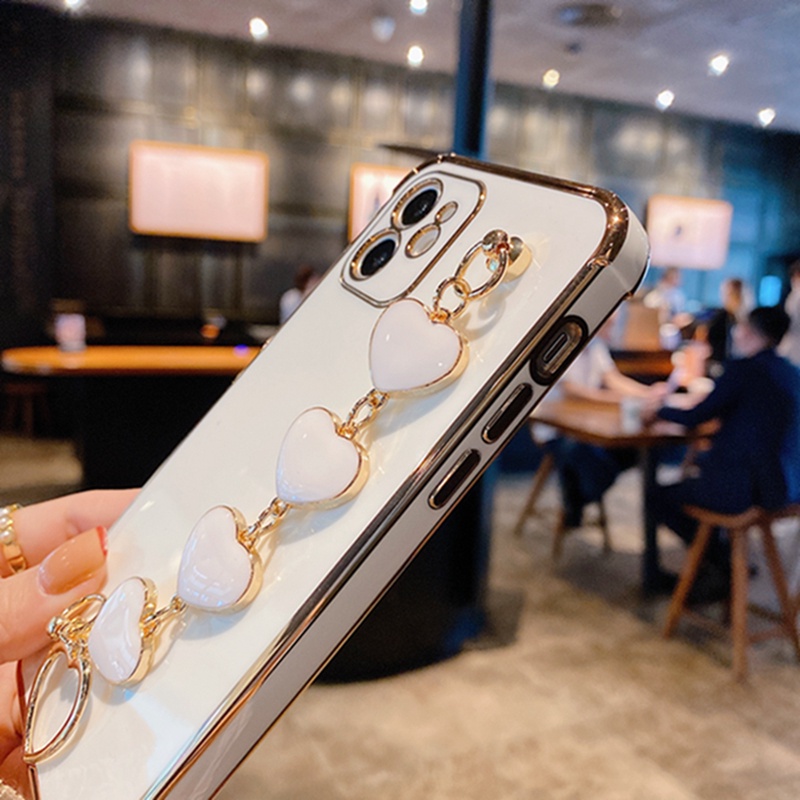 Ốp Điện Thoại Màu Trắng Đen Có Dây Đeo Sợi Xích Cho Iphone 12 Pro Max 11 Pro Max X Xr Xs Max Xr 8 7 Plus