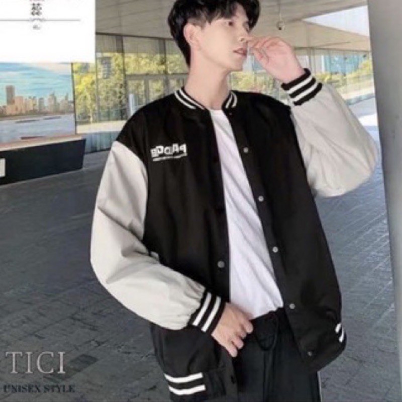 Áo Bomber BADGE❤️Form Rộng Unisex Nam/Nữ (Chất Dù 2 Lớp Siêu Xịn,Mịn) MÀU XANH/ĐEN❤️[FREESHIP]